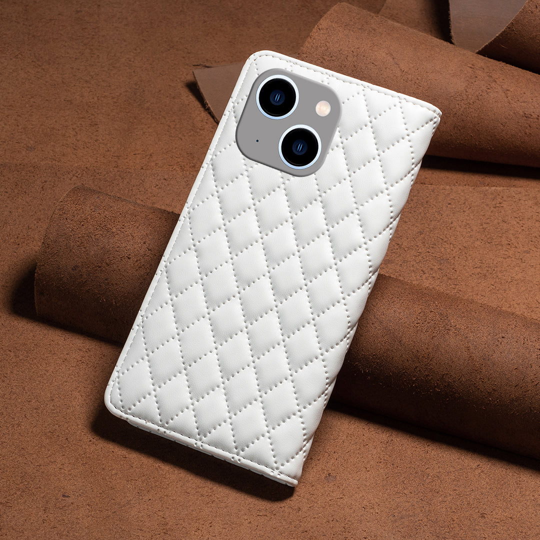 Binfen Color BF Style-16 For iPhone 15 Plus Card Holder Phone Case Drop-proof PU Leather Stand Shell - White Binfen Color BF Style-16 For iPhone 15 Plus Card Holder Phone Case Drop-proof PU Leather Stand Shell - White